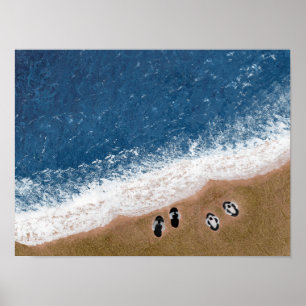 Flip Flops on the Beach Sand Poster