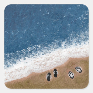Flip Flops on the Beach Sand Square Sticker