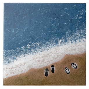 Flip Flops on the Beach Sand Tile