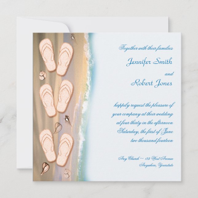 Flip Flops on the Beach Wedding Invitation (Front)