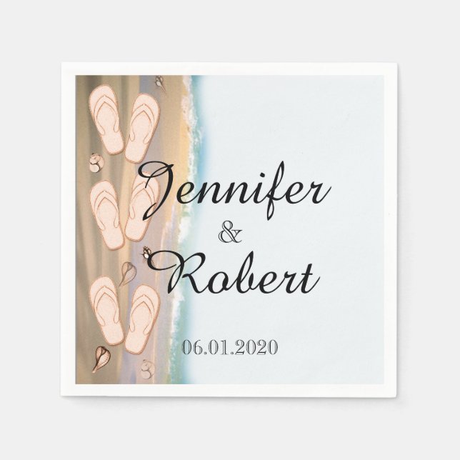 Flip Flops on the Beach Wedding Napkin (Front)