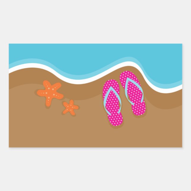 Flip Flops on the Sand Rectangular Sticker (Front)