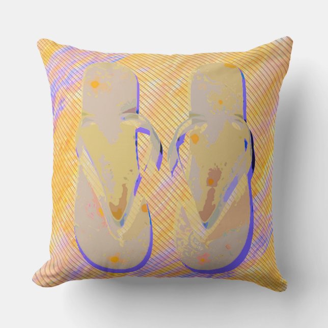 Flip Flops Orange Purple Large Size Cushion (Front)
