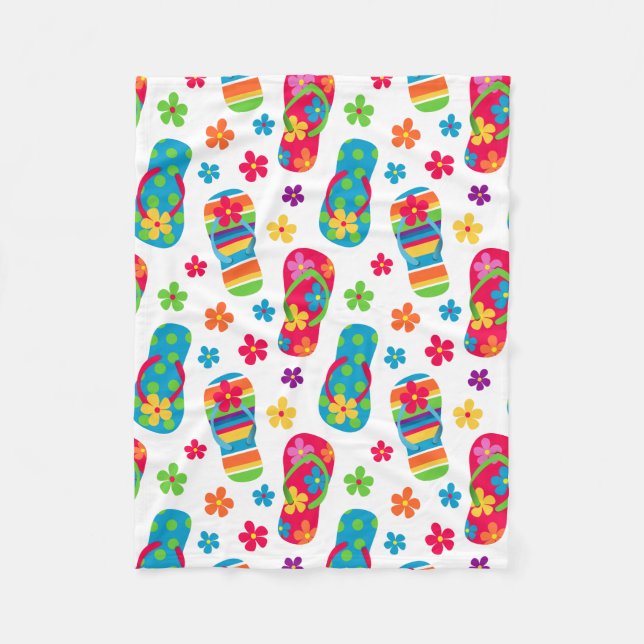 Flip Flops Pattern Fleece Blanket (Front)