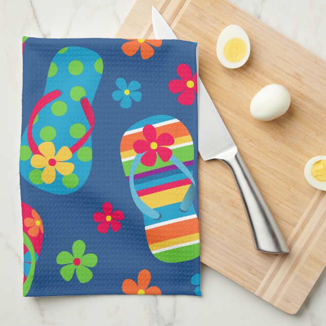 Flip Flops Pattern Tea Towel (Quarter Fold)