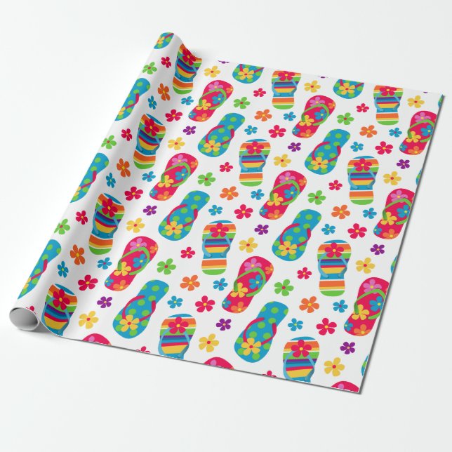 Flip Flops Pattern Wrapping Paper (Unrolled)
