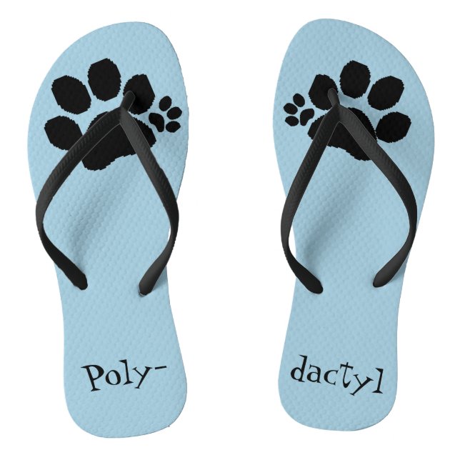 Flip Flops - Polydactyl Paw Prints (Footbed)