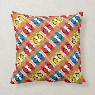 Flip Flops Primary Colours Stripes Cushion