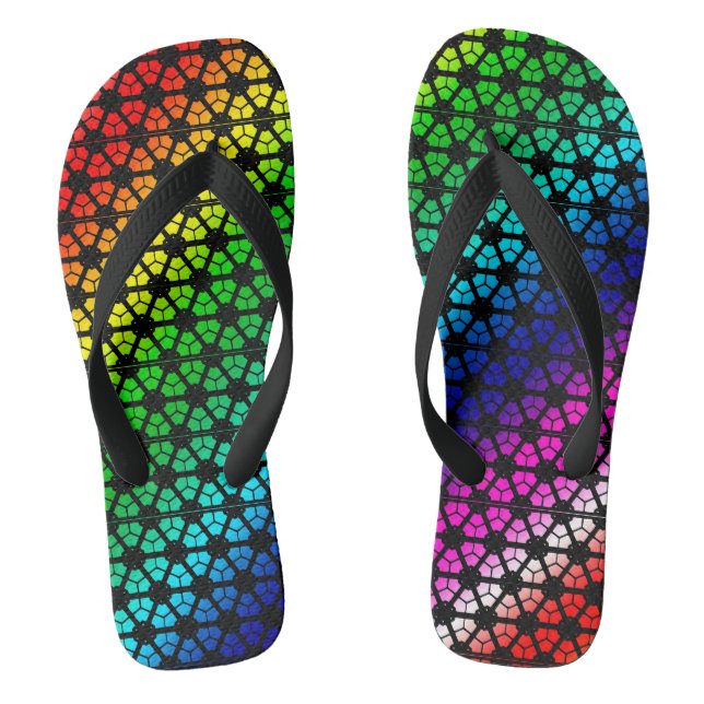 Flip Flops - Rainbow Pattern in Leaded Glass (Footbed)