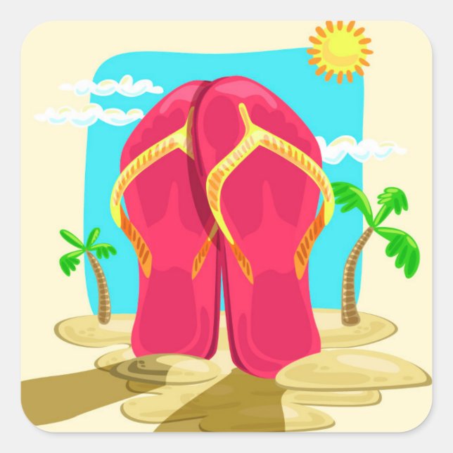 Flip Flops Square Sticker (Front)