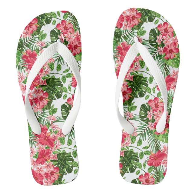 Flip Flops-Tropical Flowers Jandals (Footbed)