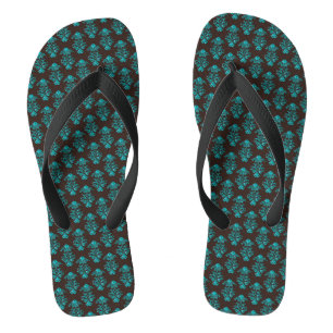 Flip Flops/Turquoise Damask Jandals