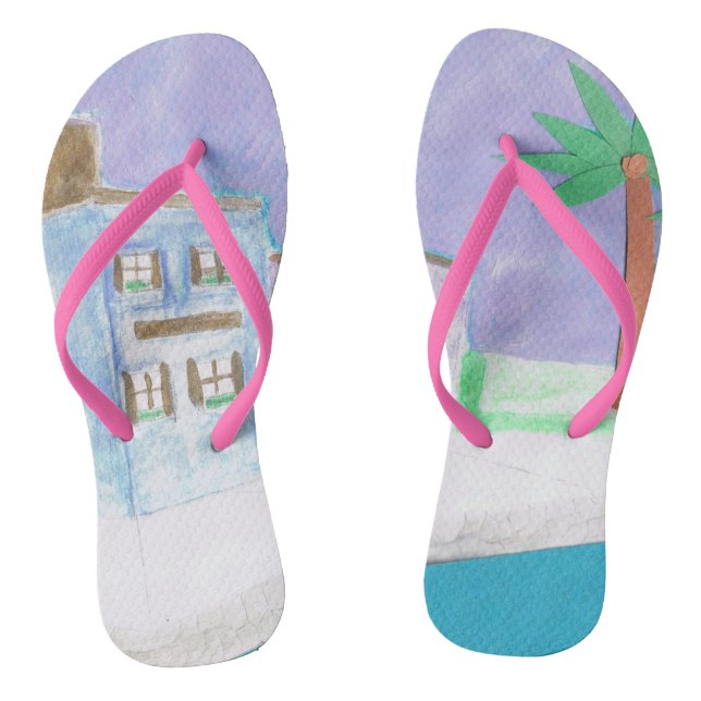 Flip-flops with a Caribbean Scene Jandals (Footbed)