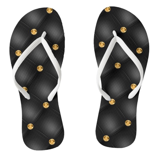 Flip Flops with Golden Gemstones (Footbed)