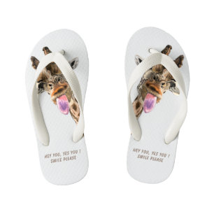 Flip Flops with Playful Giraffe Tongue Out - Smile