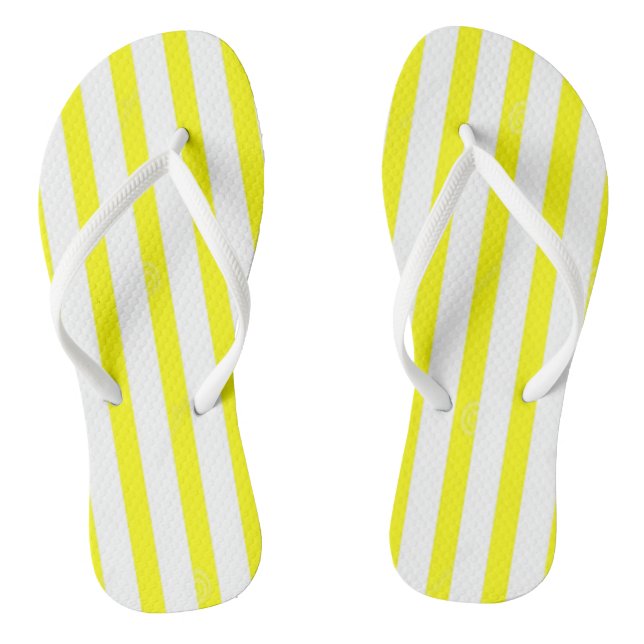 Flip Flops Yellow & White Stripe  (Footbed)