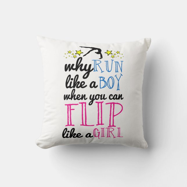 Flip Like a Girl Empowerment Gymnastics Cushion (Front)