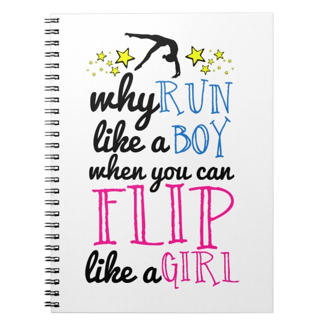 Flip Like a Girl Empowerment Gymnastics Notebook (Front)