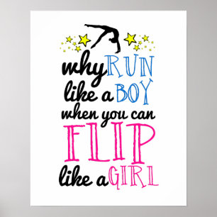 Flip Like a Girl Empowerment Gymnastics Poster