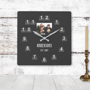 Flip Number Display Photo Custom Square Wall Clock