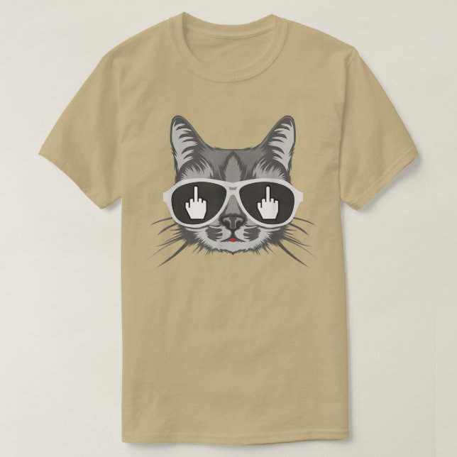 Flip Off Cat, Middle Finger Cat  T-Shirt (Design Front)