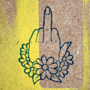Flip Off Middle Finger UP Rubber Stamp