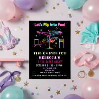 Flip On Over Fun Neon Glow Gymnastic Birthday