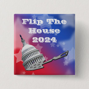 Flip The House Vote Blue 2024 15 Cm Square Badge