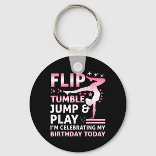 Flip Tumble Jump And Play Funny Girls Gymnastics Key Ring