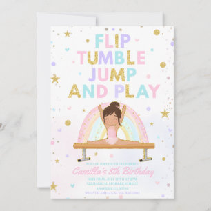 Flip Tumble Jump and Play Gymnastics Any Age Tween Invitation