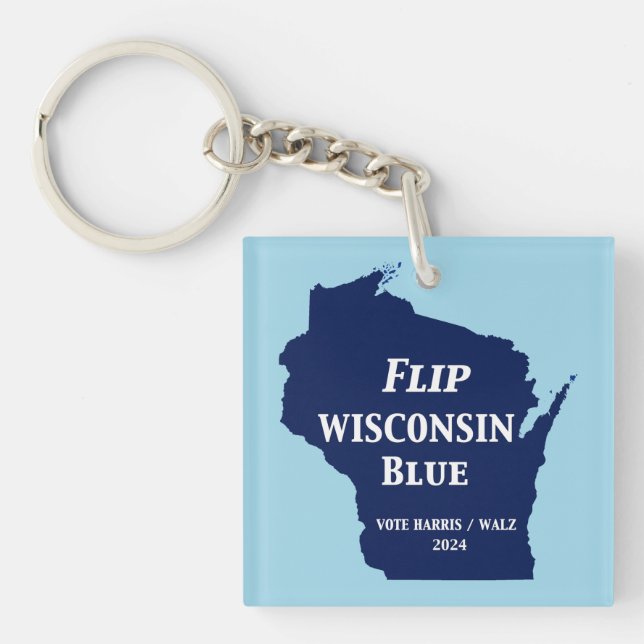 Flip Wisconsin Blue in 2024 Key Ring (Front)