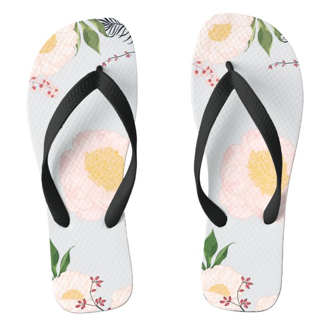 Flipflop Sandals Baby Pink Cosmos on White (Footbed)