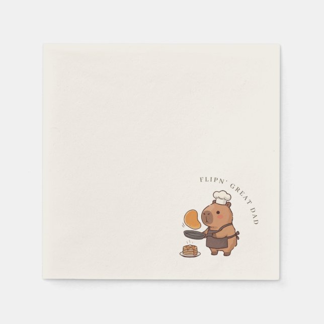 'Flipin' Great Dad' Cute Funny Capybara Chef  Napkin (Front)