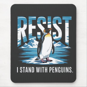 Flipped Up I Stand with the Penguins Mouse Pad