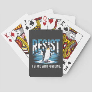 Flipped Up I Stand with the Penguins Playing Cards
