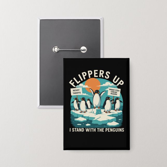 Flippers Up I Stand With Penguins Funny Resist  (Front/Back)