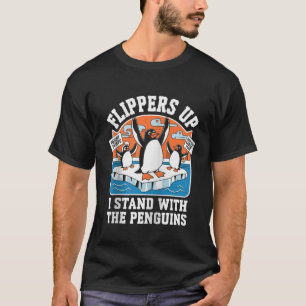 Flippers Up I Stand With Penguins Zip T-Shirt