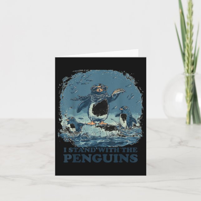 Flippers Up I Stand With The Penguins  Card (Front)