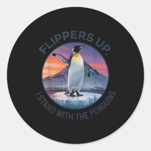 Flippers Up I Stand With The Penguins  Classic Round Sticker