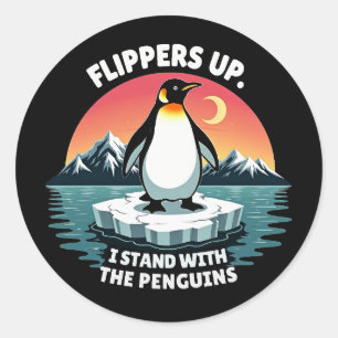 Flippers Up I Stand With The Penguins Classic Round Sticker