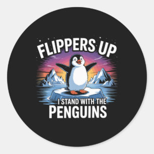 Flippers Up I Stand With The Penguins Funny Trump  Classic Round Sticker