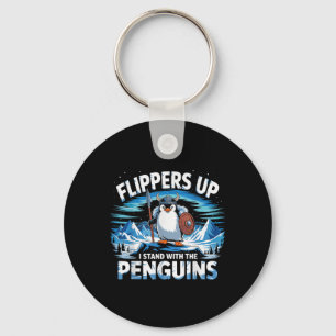 Flippers Up I Stand With The Penguins Funny Trump  Key Ring