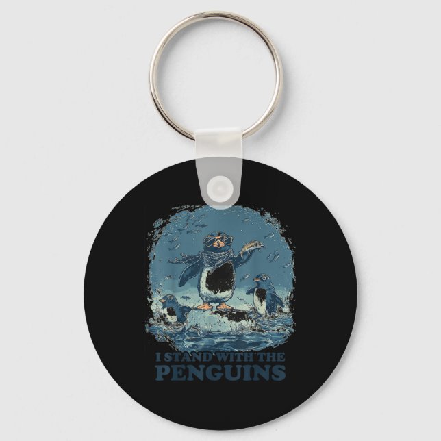 Flippers Up I Stand With The Penguins  Key Ring (Front)