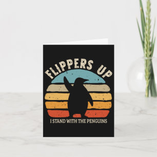 Flippers Up I Stand With The Penguins Retro Sunset Card
