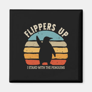 Flippers Up I Stand With The Penguins Retro Sunset Magnet