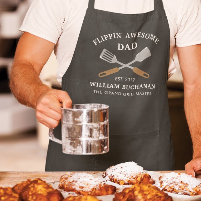 Flippin Awesome Dad BBQ Father Personalised Apron (Creator Uploaded)