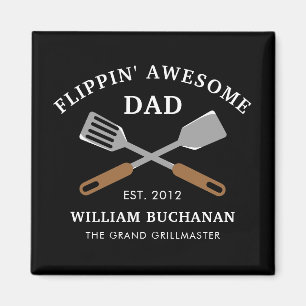 Flippin Awesome Dad BBQ Father Personalised Magnet