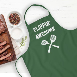 Flippin Awesome Funny Hunter Green Grilling Apron