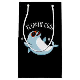 Flippin Cool Funny Dolphin Pun Dark BG Small Gift Bag