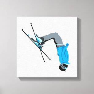 Flippin Out Ski Backflip Skiing Painting Canvas Print